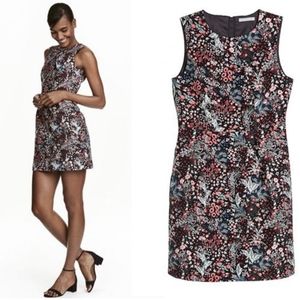 H&M Jacquard Weave Sleeveless Black Floral Dress